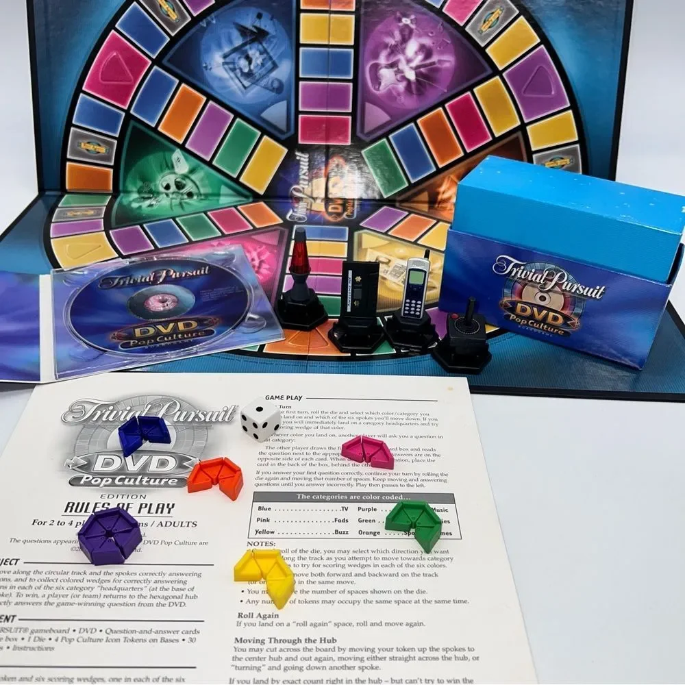 Trivial Pursuit DVD Pop Culture BOARD GAME Parker Brothers 2003-Used
